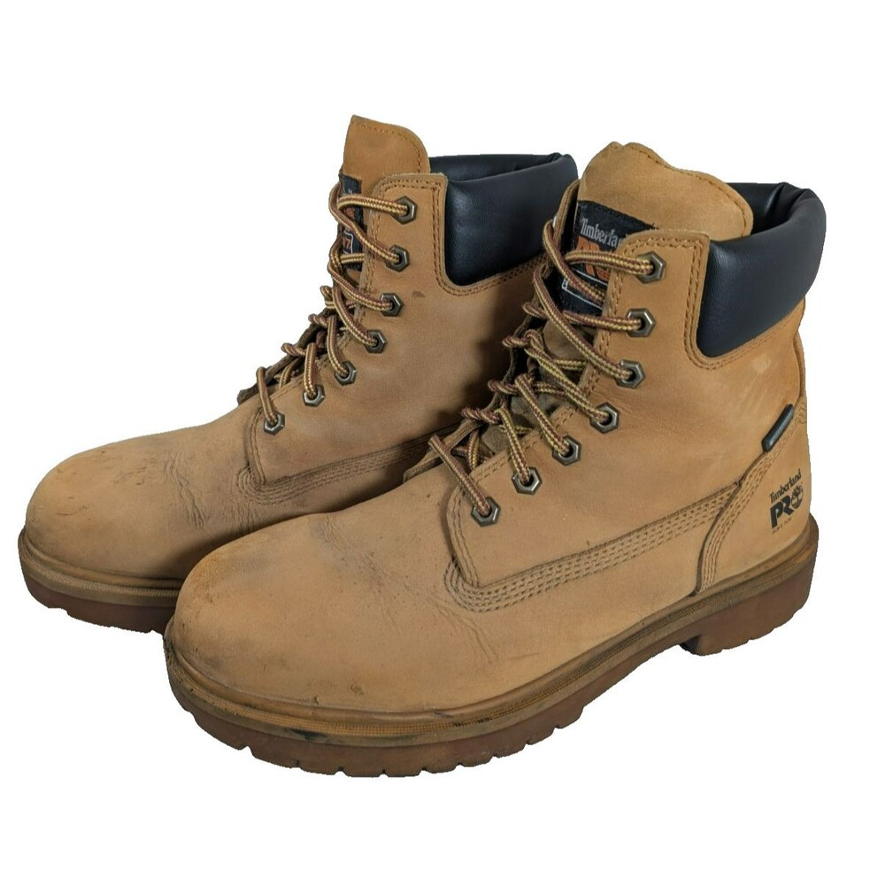 Timberland PRO 65030 Mens 9.5M Waterproof Soft Toe 6" Work Boots Wheat Leather